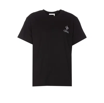 Chloé Logo Embroidered Crewneck T-shirt In Black