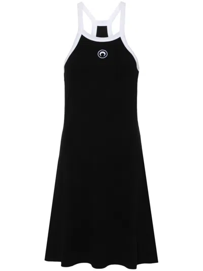 Marine Serre Crescent Moon-embroidered Mini Dress In Black