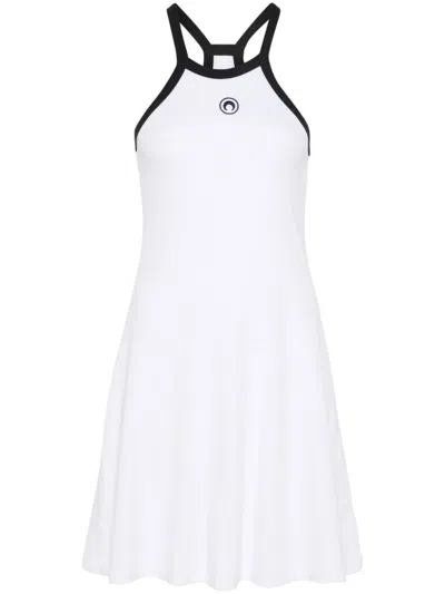 Marine Serre Crescent Moon-embroidered Mini Dress In White