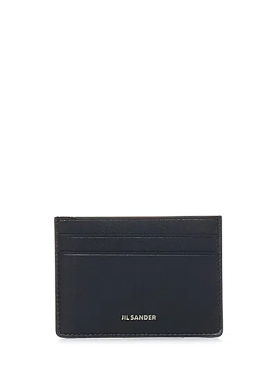 Jil Sander Logo-print Leather Cardholder In Black