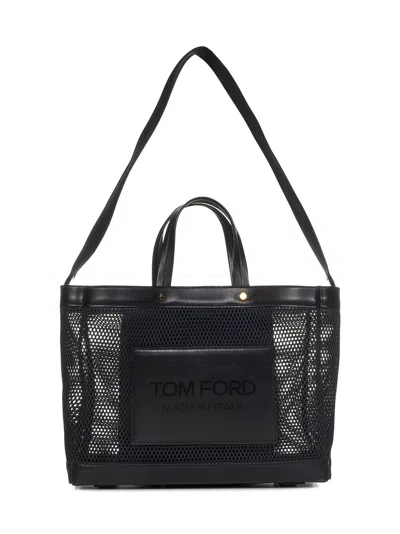 Tom Ford E/w Small Tote In Black