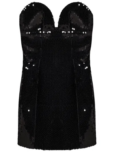Monot Sequined Sweetheart Mini Dress In Black