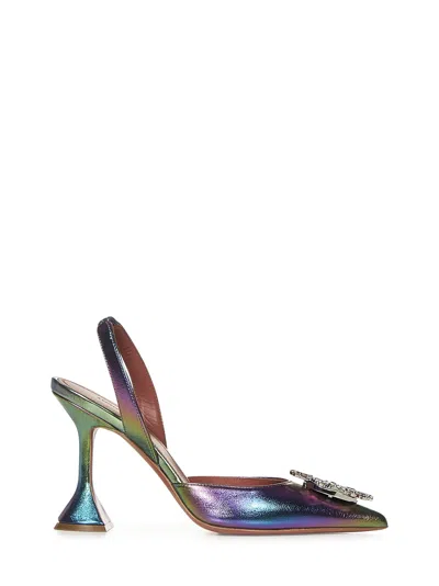 Amina Muaddi Begum Crystal Pointed Toe Slingback Pump In Multi-coloured