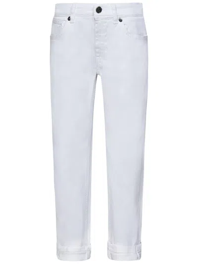 Dondup Kids' Tapered Leg Cotton-blend Jeans In White