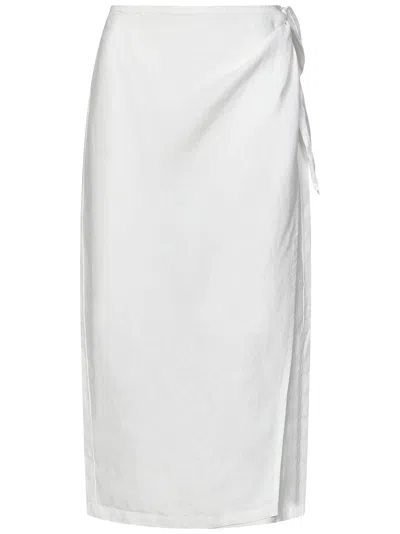 Polo Ralph Lauren Linen Wrap Skirt In White