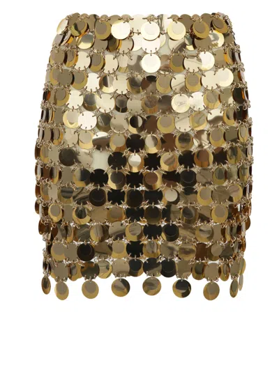 Rabanne Mini Skirt With Golden Mirror Effect Discs