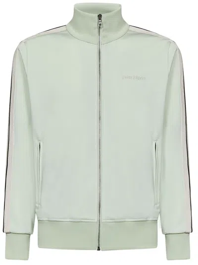 Palm Angels Logo Embroidered Zipped Track Jacket In Mint Off White