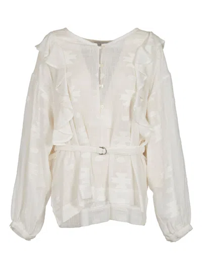 Iro Arlize Belted Ruffled Top In White