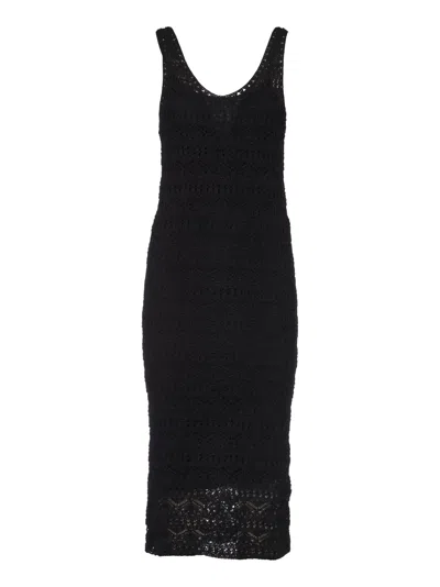 Iro Lazza Crochet-knit Dress In Black