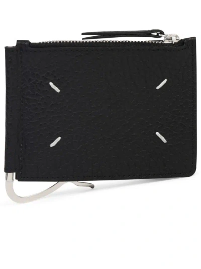 Maison Margiela 'four Stitches' Black Leather Card Holder