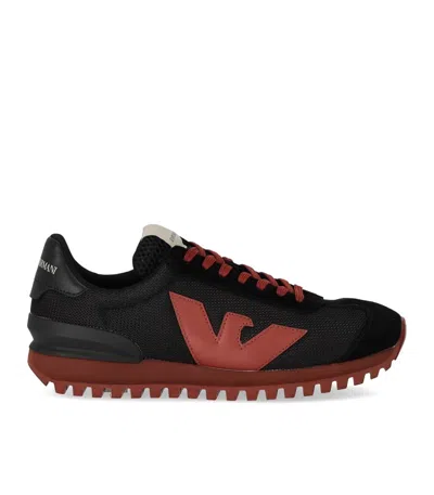 Emporio Armani Black Brick Red Sneaker