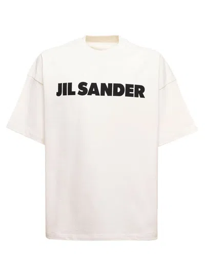 Jil Sander Man 's White Oversize Cotton T-shirt With Logo Print
