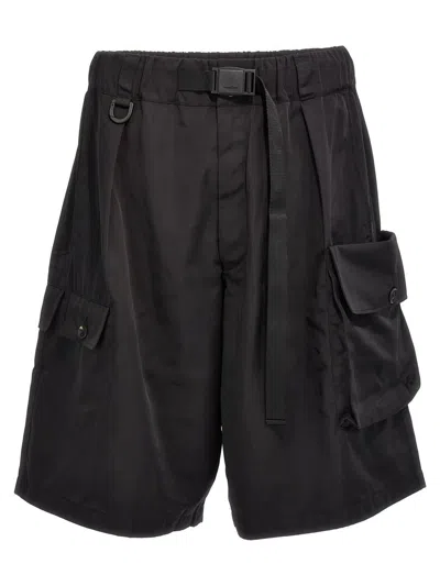 Y-3 Adidas 'nyl Twill' Bermuda Shorts In Black