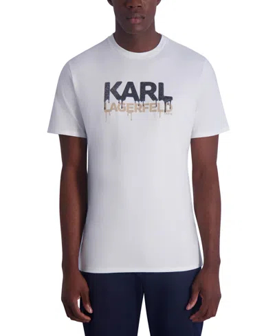 Karl Lagerfeld Drip Logo Graphic Print T-shirt In White
