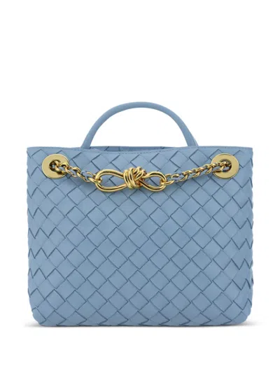 Bottega Veneta Small Leather Andiamo Chain Shoulder Bag In Blue
