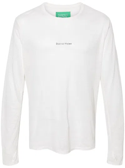 District Vision Printed Hemp-jersey T-shirt In White