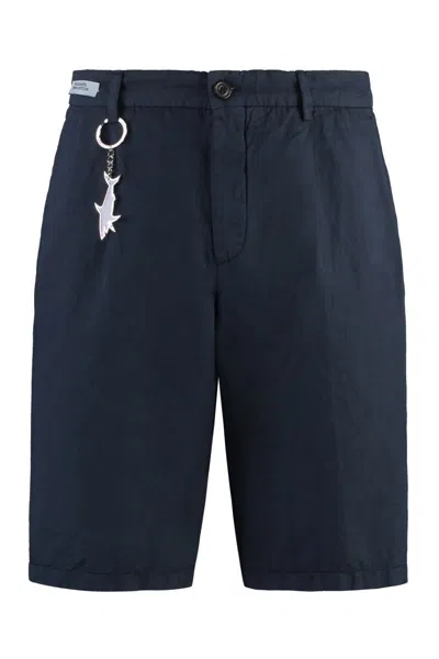 Paul & Shark Cotton And Linen Bermuda-shorts In Blue