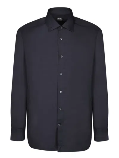Z Zegna Long Sleeved Buttoned Shirt In Blue