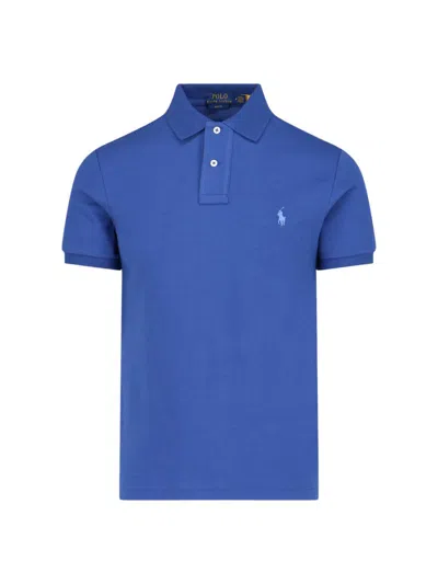 Polo Ralph Lauren Logo Embroidered Polo Shirt In Blue