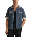 Reiss Coulson - Airforce Blue Cotton Blend Crochet Shirt, L