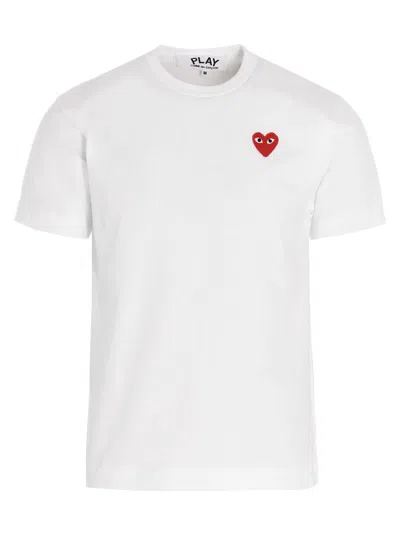 Comme Des Garçons Heart Patch Cotton T-shirt In White