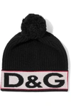 DOLCE & GABBANA INTARSIA WOOL-BLEND BEANIE