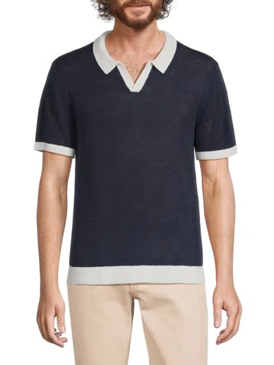 Onia Johnny Linen Polo Sweater In Deep Navy