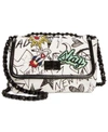 STEVE MADDEN TRESSA FLAPOVER WITH CHAIN STRAP AND PATCHES MINI CROSSBODY