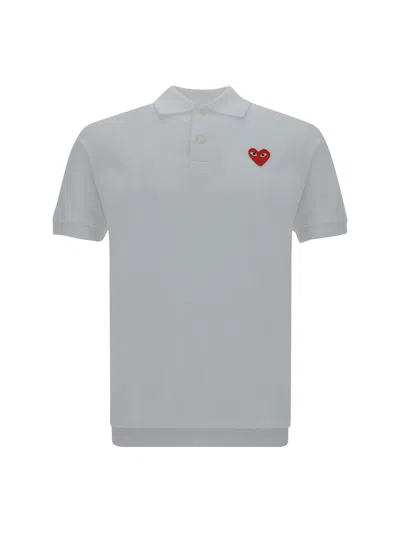 Comme Des Garçons Play Play Polo Shirt In White
