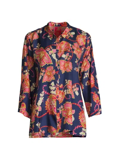Johnny Was Women's Montreux Floral Silk Blouse In Neutral