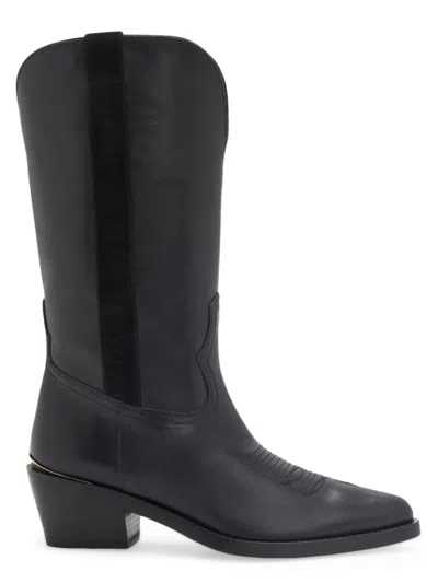 Partlow Jordana Mixed Leather Western Boots In Black