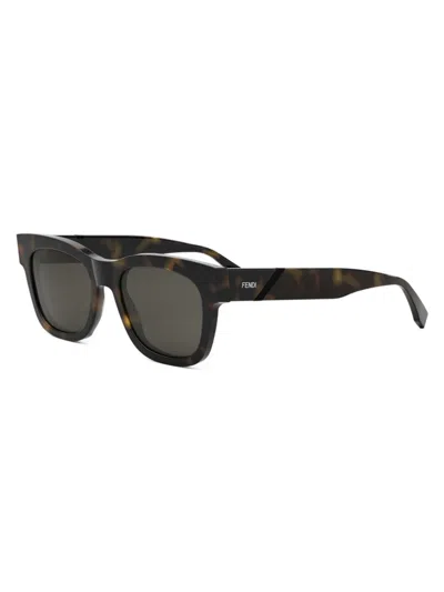 Fendi Men's 52mm Square Sunglasses In Dark Havana Grey