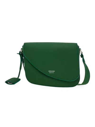Ferragamo Green Fiamma Medium Leather Cross Body Bag