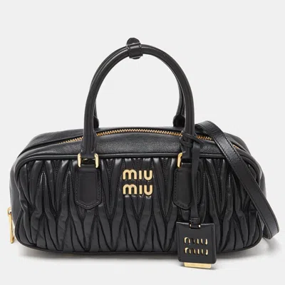 Miu Miu Matelassé Leather Top Zip Satchel In Black