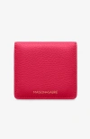 Maison De Sabre Leather Compact Mirror In Fuchsia Lavender