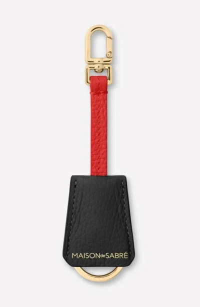 Maison De Sabre Leather Keybell Keychain In Rouge Noir