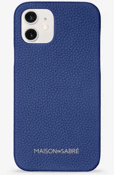 Maison De Sabre Leather Phone Case (iphone 12) In Lapis Blue