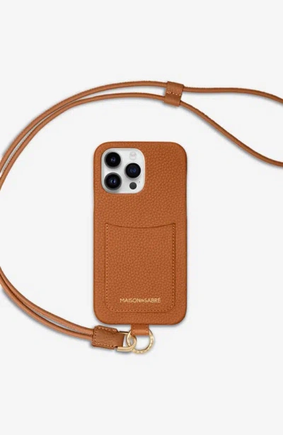 Maison De Sabre Sling Phone Case Iphone 15 Pro Max In Pecan Brown