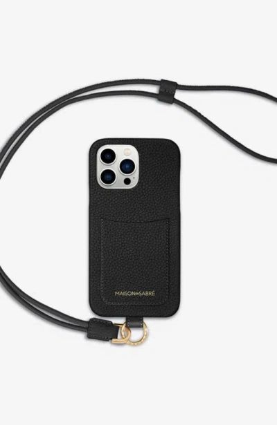 Maison De Sabre Sling Case Iphone 13 Pro In Black Caviar