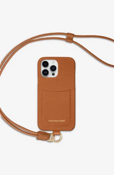 Maison De Sabre Sling Phone Case Iphone 15 Pro In Pecan Brown