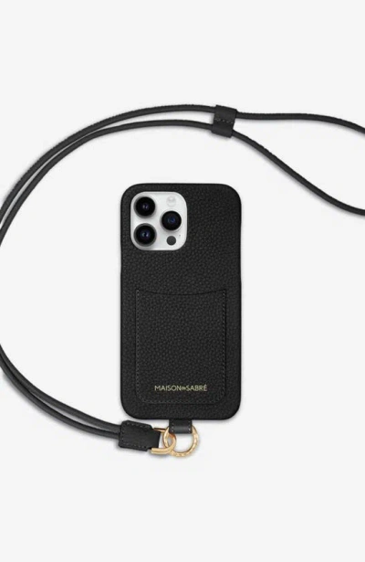 Maison De Sabre Sling Phone Case Iphone 15 Pro In Black Caviar