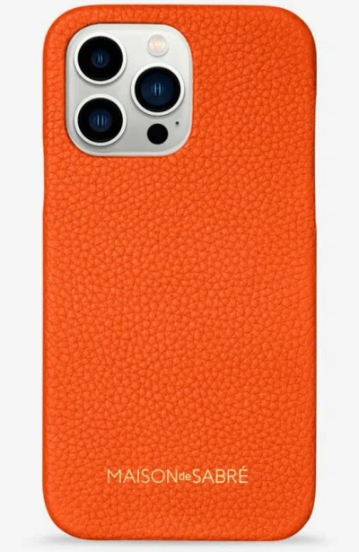 Maison De Sabre Leather Phone Case (iphone 13 Pro) In Manhattan Orange