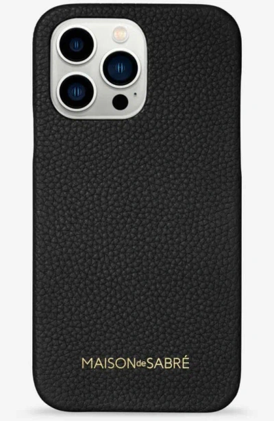 Maison De Sabre Leather Phone Case (iphone 13 Pro) In Black Caviar