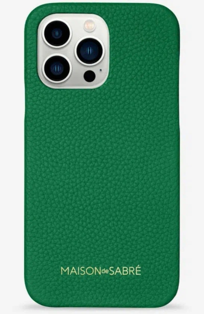 Maison De Sabre Leather Phone Case (iphone 13 Pro) In Emerald Green