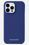 Maison De Sabre Leather Phone Case Iphone 15 Pro In Lapis Blue