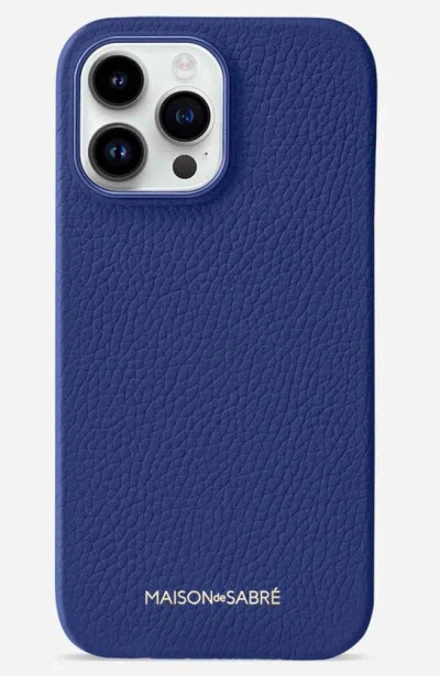 Maison De Sabre Leather Phone Case Iphone 15 Pro In Lapis Blue