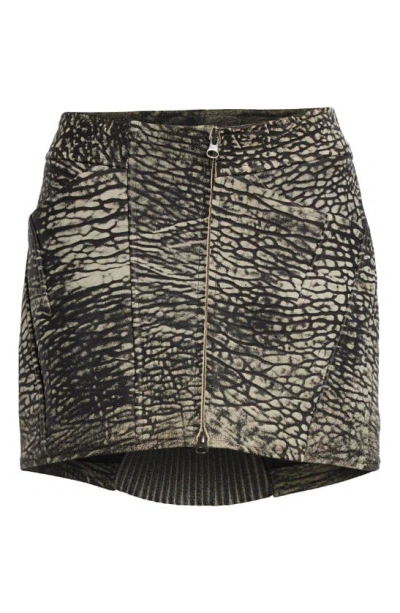 Knwls Speckle Lambskin Leather Miniskirt In Speckly Black