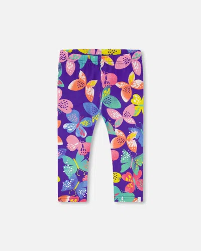 Deux Par Deux Kids' Girl's Capri Legging Printed Colourful Butterflies