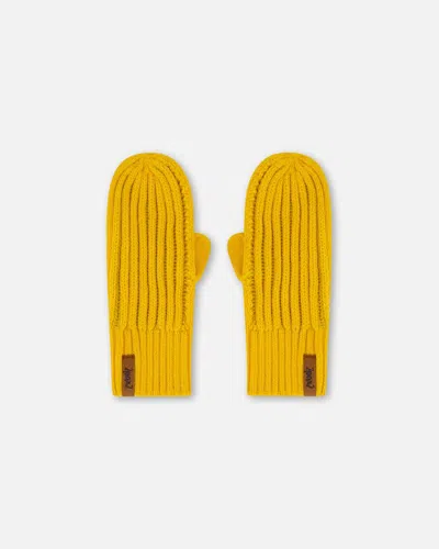Deux Par Deux Kids' Unisex Knit Mittens Yellow