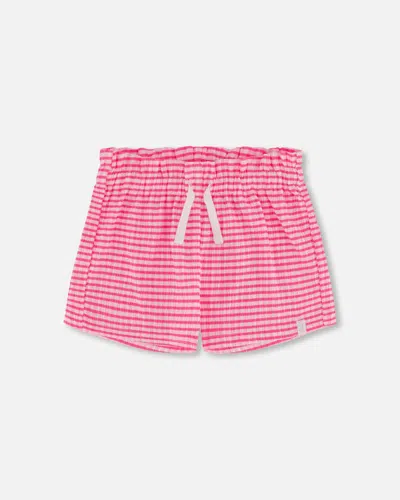 Deux Par Deux Kids' Girl's Crinkle Jersey Short Vichy Pink